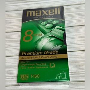 Maxwell VHS Premium Grade Blank Video Cassette Tape T-160 8 Hour - Sealed